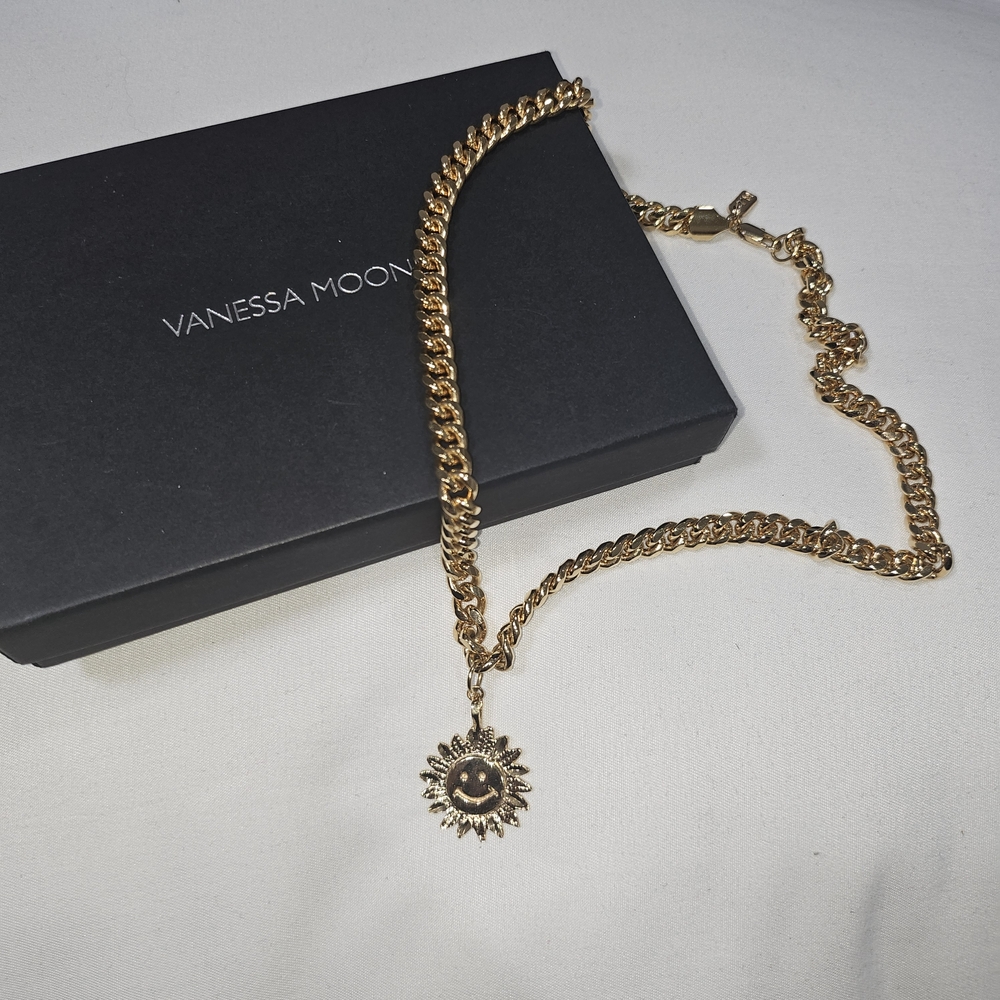 Vanessa Mooney Gold Smiling Sun Necklace